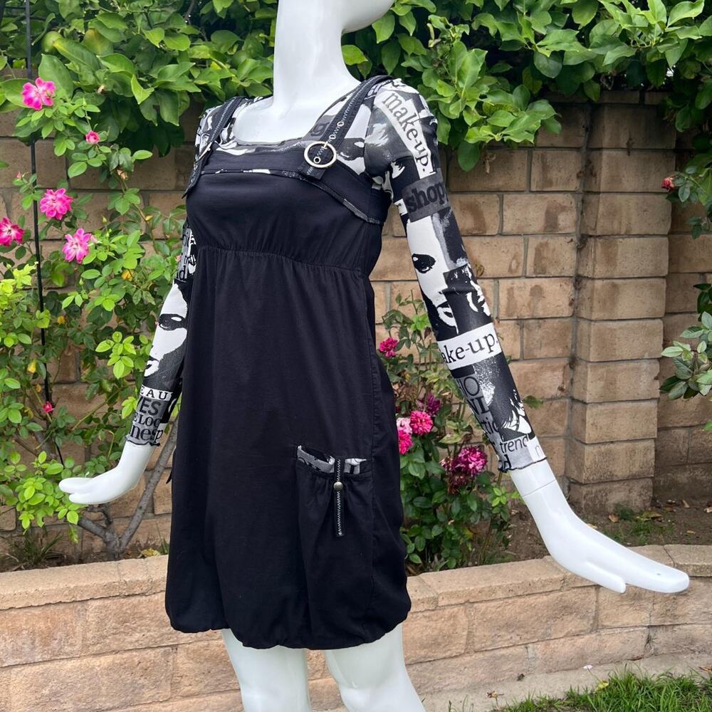 Subversive grunge dress black white